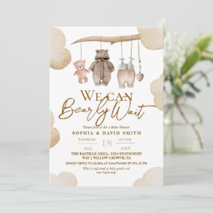 Invitación Fiesta de bebé niño Teddy Bear Brown Woodland Boy 