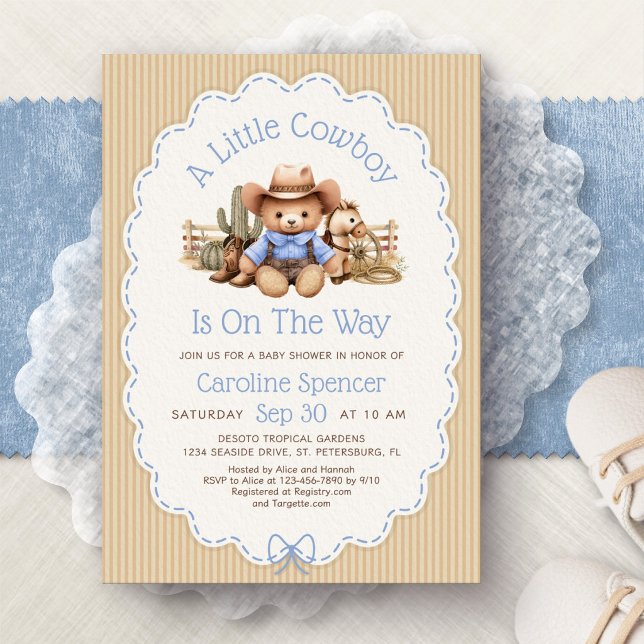 Invitación Fiesta de Bebé Niños Vaqueros del Oeste Azul (Subido por el creador)