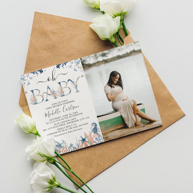 Invitación Fiesta de Bebé 'Oh Baby' Bajo el Mar con Foto (Subido por el creador)