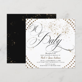 Invitación Fiesta de Bebé Oh Baby Black Bronce Moderno Chic C