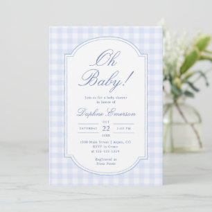 Invitación Fiesta de Bebé Oh Baby Blue Gingham