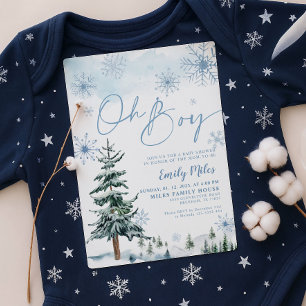 Invitación Fiesta de Bebé Oh Chico Invierno Mágico