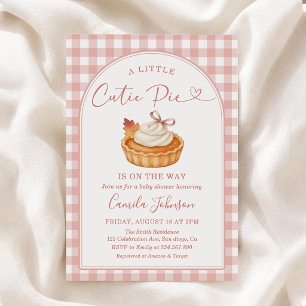 Invitación Fiesta de Bebé Otoño Cuadros Rosados Cutie Pie