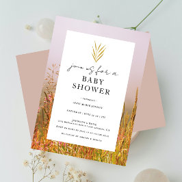 Invitación Fiesta de Bebé Otoño Elegante Pradera de Hierba