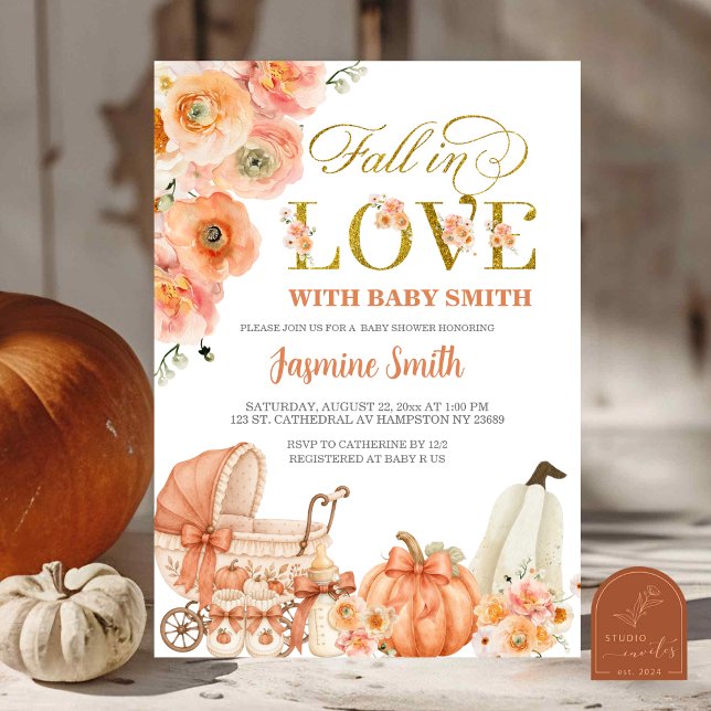 Invitación Fiesta de Bebé Otoño Floral Enamórate (Subido por el creador)