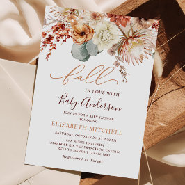 Invitación Fiesta de Bebé Otoño Flores Boho Terracota