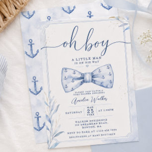 Invitación Fiesta de Bebé: Pajarito Corbatín Náutico