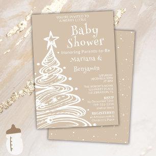 Invitación Fiesta de bebé parejas beige neutral Navidad