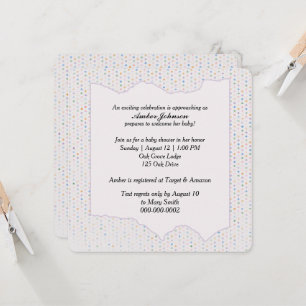Invitación Fiesta de Bebé Pastel con Lunares