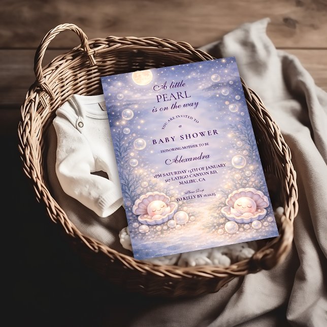 Invitación Fiesta de bebé Pastel Perla de Concha Marina (Subido por el creador)