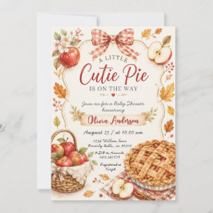Invitación Fiesta de Bebé Pastelito de Manzana con Lazo Rojo