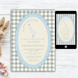 Invitación Fiesta de Bebé Pato Pequeño Tonto Preppy Verde Sal