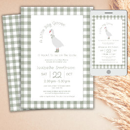 Invitación Fiesta de Bebé Pato Pequeño Tonto Preppy Verde Sal