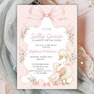 Invitación Fiesta de Bebé Pato Tonto Coquette Rosa