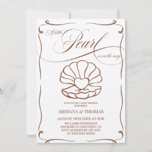 Invitación Fiesta de bebé Pearl Dibujada a Mano