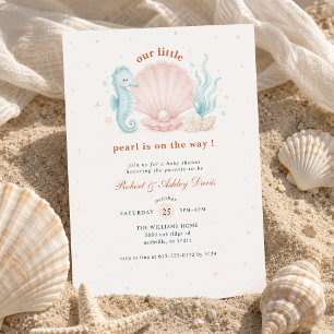 Invitación Fiesta de Bebé Perla de Concha Bajo el Mar