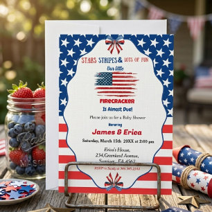 Invitación fiesta de bebé petardo pequeño del 4 de julio