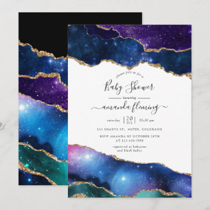 Invitación Fiesta de Bebé Piedra Ágata Galaxia