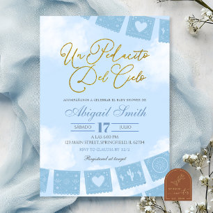 Invitación Fiesta de bebé pieza azul española del cielo
