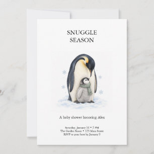 Invitación Fiesta de Bebé Pingüino de Temporada de Apretujone