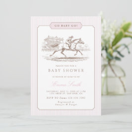 Invitación Fiesta de Bebé Preciosa Rosa Ve Bebé Derby Clásico