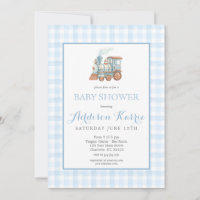 Fiesta de bebé Preppy Blue Gingham Choo Choo Train