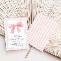 Fiesta de bebé preppy con lazo rosa y cuadros esco