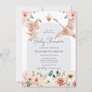 Invitación Fiesta de Bebé Princesa Cisne Floral