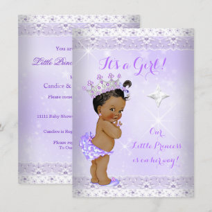 Invitación Fiesta de Bebé Princesa Corona de Encaje Lila Étni