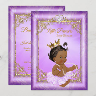 Invitación Fiesta de Bebé Princesa de Oro Púrpura Niña Étnica