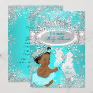 Invitación Fiesta de Bebé Princesa Ethnic Aqua Wonderland