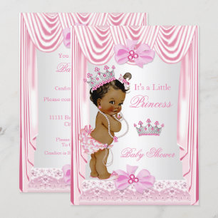 Invitación Fiesta de Bebé Princesa Étnica Niña Seda Rosa