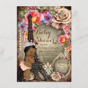 Invitación Fiesta de Bebé Princesa Étnica Vintage París