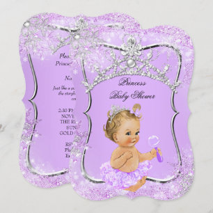 Invitación Fiesta de Bebé Princesa Maravilla Lila Rubia