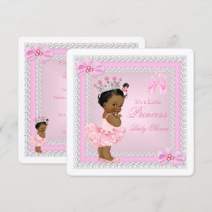 Invitación Fiesta de Bebé Princesa Niña Bailarina Rosa Étnica