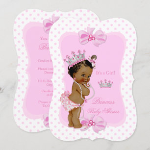 Invitación Fiesta de Bebé Princesa Niña Lunares Rosados Étnic