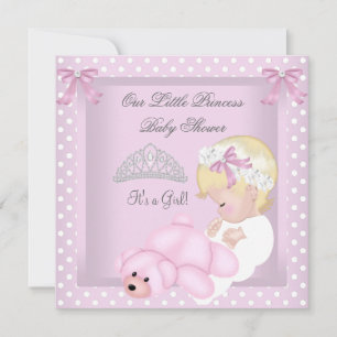 Invitación Fiesta de Bebé Princesa Niña Rosa Rubia Bebé Niña 