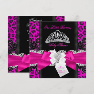 Invitación Fiesta de Bebé Princesa Rosa Caliente Niña Leopard