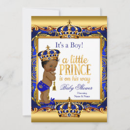 Invitación Fiesta de Bebé Príncipe Étnico Azul Ornamentado Do