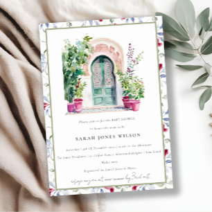 Invitación Fiesta de Bebé Puerta Tropical Marroquí Chic