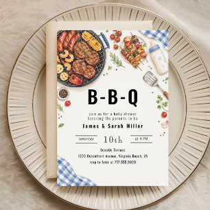 Invitación Fiesta de Bebé Q a la Parrilla de Hamburguesas