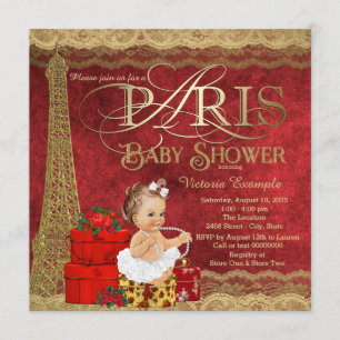 Invitación Fiesta de Bebé Red Gold París