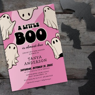 Invitación Fiesta de Bebé Retro de Halloween Little Boo
