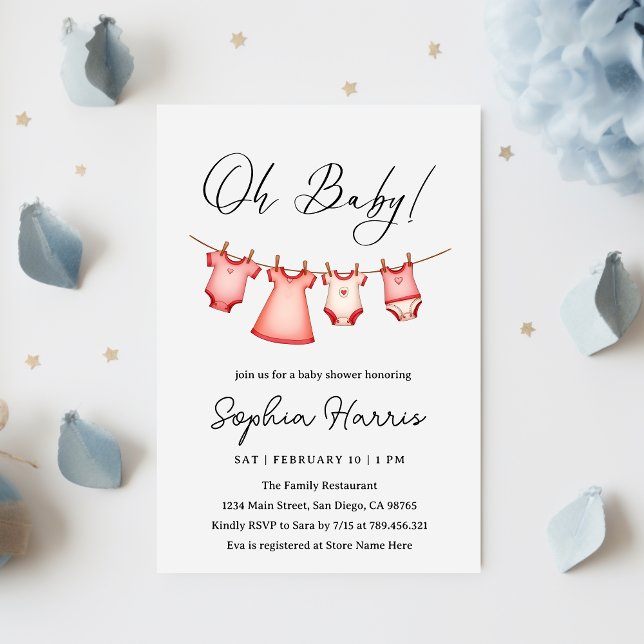 Invitación Fiesta de bebé rosa para la pequeña nena (Subido por el creador)