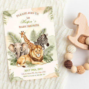 Invitación Fiesta de bebé Safari en acuarela