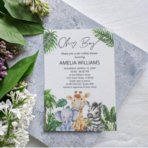 Invitación Fiesta de Bebé Safari en la Jungla Niño