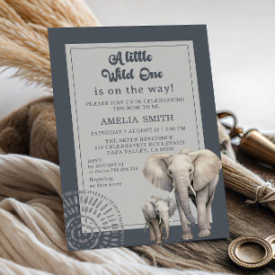 Invitación Fiesta de Bebé Safari Gris Moderno