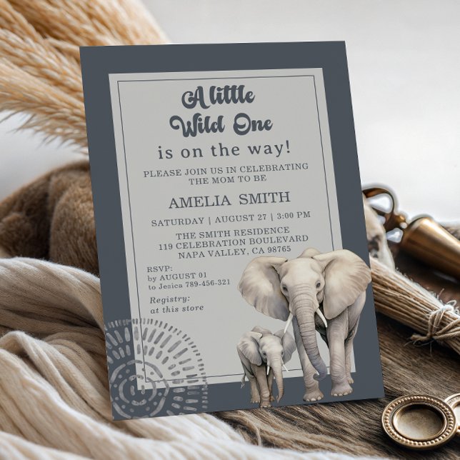 Invitación Fiesta de Bebé Safari Gris Moderno (Subido por el creador)
