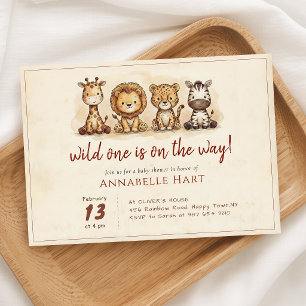 Invitación Fiesta de Bebé Safari Vintage Wild One