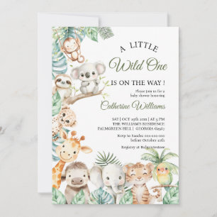 Invitación Fiesta de Bebé Salvaje Safari Animales Niño